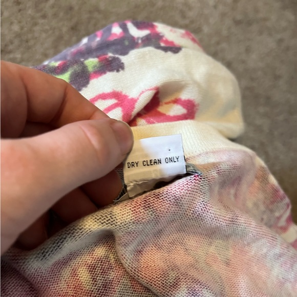 Anthropologie Tabitha Ruffle Floral Cardigan Spring Pink White Pockets Y2K M - Picture 7 of 9